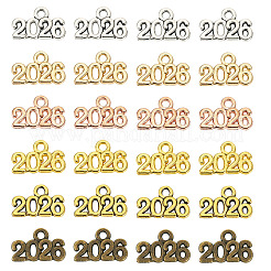 120本6色合金ペンダント  ナンバー2026チャーム  ミックスカラー  9x14x1.3mm  穴：1.8mm  20個/カラー&nbsp;FIND-TA0006-34