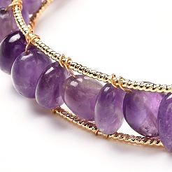 Nuggets Natural Mixed Gemstone Beads Bangle for Girl Women&nbsp;BJEW-JB06817