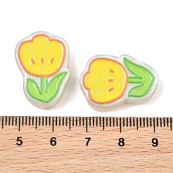 蓄光樹脂エナメルビーズ  チューリップ  暗闇で光る  きいろ  23.5x16.5x6.5mm  穴：2.5mm&nbsp;RE-CBAC4C7-12B
