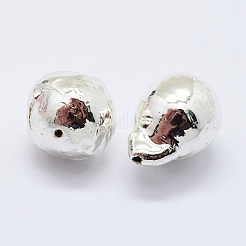天然バロックパール養殖淡水パールビーズ  銀メッキ  ナゲット  14~26x11~15mm  穴：0.5mm&nbsp;X-PEAR-F006-94S