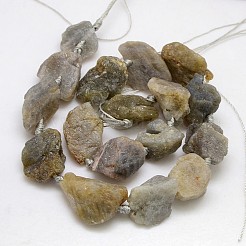 天然原料ラフ宝石ラブラドライトビーズ連売り  ナゲット  13~35x8~28mm  穴：2mm  約15~19個/連  15.74インチ&nbsp;G-L159-11