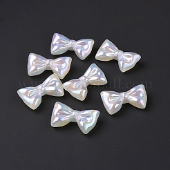 不透明なアクリルビーズ  ABカラーメッキ  蝶結び  ホワイト  26x44x11mm  穴：3mm&nbsp;LS-OACR-A010-14B