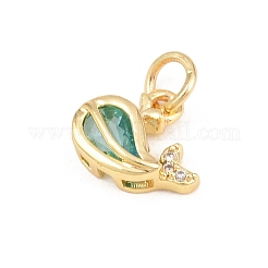 Brass Micro Pave Sky Blue Cubic Zirconia Charms&nbsp;LS-KK-E798-11G