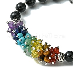 Natural Black Agate Beaded Bracelet&nbsp;BJEW-TA00402-01