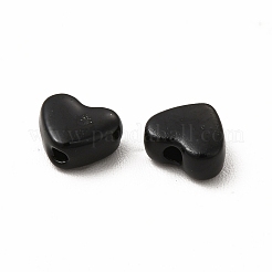 ハートスプレー塗装合金ビーズ  カドミウムフリー＆ニッケルフリー＆鉛フリー  ブラック  5x6x3mm  穴：1.2mm&nbsp;FIND-G053-01H