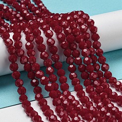 不透明ガラスビーズスタンド  ファセット（32ファセット）  ラウンド  レッド  6mm  穴：1mm  約98個/連  20.47''（52センチメートル）&nbsp;LS-EGLA-A035-P6mm-D16