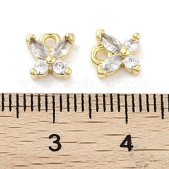 真鍮マイクロパヴェクリアキュービックジルコニアペンダント  蝶  18KGP本金メッキ  6x7x2.5mm  穴：1.2mm&nbsp;ZIRC-P120-06G