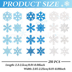 クリスマステーマの木製パーティーデコレーション250個  スノーフレーク  ミックスカラー  23~25x20.5~22.5x2.5~2.8mm&nbsp;WOOD-ME0001-11