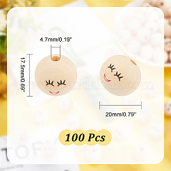 100Pcs Printed Wood Beads&nbsp;WOOD-PH0002-67
