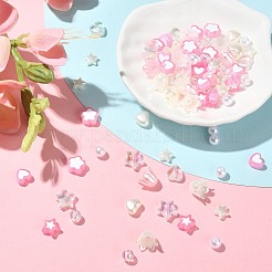 420 個 12 スタイルスプレーペイント ABS プラスチック模造パールビーズ  ミックスカラー  6~10x6~11x3~8.5mm  穴：1.4~2mm&nbsp;MACR-CJ0001-63