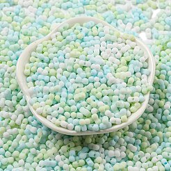 マカロンカラー不透明フロストガラスシードビーズ  ピーナッツ  カラフル  6x3x3mm  穴：1.2mm  約88個/10g&nbsp;X1-SEED-K009-12B-03