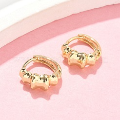 真鍮製フープピアス  ラックめっき  鉛フリー＆カドミウムフリー  長持ちメッキ  折りたたみチャーム  18KGP本金メッキ  14x6mm&nbsp;EJEW-Z102-24G