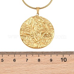 304 Stainless Steel Textured Coin Pendant Necklaces&nbsp;SA-CBA0F84-03G