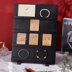 4-Tier Wooden Slant Back Jewelry Display Card Stands&nbsp;ODIS-WH0038-79B-02