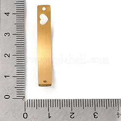 イオンプレーティング（IP）304ステンレススチールコネクタチャーム  中空のハートとカーブ長方形のリンク  18KGP本金メッキ  38.5x6x1.5mm  穴：1.4mm&nbsp;STAS-R117-05G
