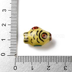 手作りの陶器ビーズ  手描きの陶器ビーズ  魚  ファミーユは磁器バラ  きいろ  12.5x17x8.5mm  穴：1.4mm&nbsp;PORC-Z006-04F-03