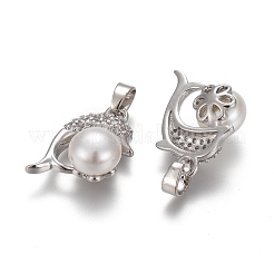 Brass Micro Pave Clear Cubic Zirconia Pendants&nbsp;ZIRC-H103-01P