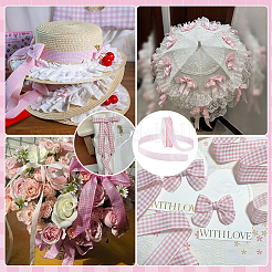 ポリエステルタータンリボン  結婚式の招待状  花束  ギフト包装  ピンク  1インチ（26mm）&nbsp;OCOR-WH0082-574D-04