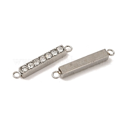 304ステンレススチールクリスタルラインストーンコネクタチャーム  矩形リンク  ステンレス鋼色  20.5x3x3mm  穴：1.5mm&nbsp;STAS-S131-08P