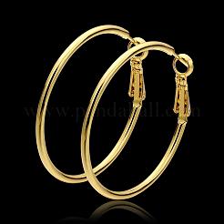 Women Big Earrings Real 18K Gold Plated Eco-Friendly Tin Alloy Big Hoop Earrings&nbsp;EJEW-BB09627-G