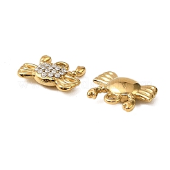 304ステンレススチールチャーム  キュービックジルコニア付き  イオンプレーティング（ip）  カニ  9x12x3mm  穴：1.4mm&nbsp;STAS-F321-01G-02