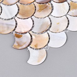 天然淡水貝のモザイクタイルカボション  イチョウ葉  フラットバック  24.5~25.5x24~25x1.5~2mm  約220個/セット&nbsp;SHEL-Q029-03