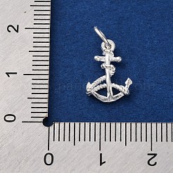 スターリングシルバーのアンカーチャーム925個  丸カン＆スタンプ925個付き  銀  13x9.5x3mm  穴：3mm&nbsp;STER-G045-02S