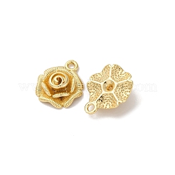 真鍮チャーム  カドミウムフリー＆ニッケルフリー＆鉛フリー  花のチャーム  18KGP本金メッキ  15.5x13.5x5.5mm  穴：1.6mm&nbsp;KK-D388-14G