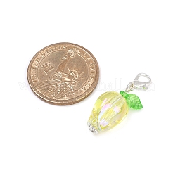 チューリップのアクリルペンダント装飾  バッグ飾り用の合金製ロブスター クロー クラスプ チャーム  銀  33mm&nbsp;HJEW-JM03082-02