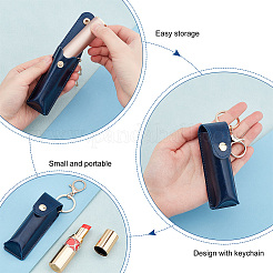 Portable Imitation Leather Lipstick Keychain Holder&nbsp;KEYC-WH0029-56A