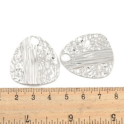 変色しない304ステンレススチールペンダント  トライアングルチャーム  テクスチャ  ステンレス鋼色  33.5x31x3mm  穴：6mm&nbsp;STAS-P365-24P