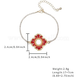 Glass Seed Beaded Flower Link Bracelet with Golden Stainless Steel Chains&nbsp;EZ8902-3