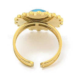 Ion Plating(IP) 304 Stainless Steel Synthetic Gemstone Cuff Rings&nbsp;G-Z056-08G