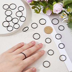 24pxcs 6スタイル 2mm ポリッシュ加工 プレーンドーム型 指輪 女の子 女性用  304ステンレスリング  ブラック  usサイズ5~10 1/4(15.7~19.9mm)  4個/スタイル&nbsp;RJEW-DC0001-21