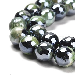 Electroplated Natural Fire Crackle Agate Round Beads Strands&nbsp;G-G0006-A02-04