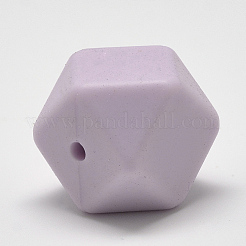食品グレードの環境に優しいシリコーン焦点ビーズ  多面カットキューブ  ライラック  14x14x14mm  穴：2mm&nbsp;LS-SIL-Q009B-63