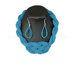 Bohemian Style Glass Seed Beaded Multilayer Necklaces & Teardrop Dangle Earrings Sets&nbsp;WGC6644-02