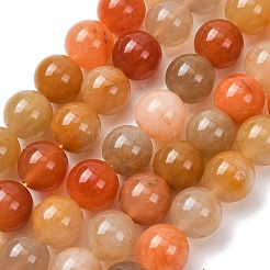 天然の金色のシルク翡翠ビーズ連売り  スムーズなラウンド  12~12.5mm  穴：1.5mm  約30~34個/連  14.76~15.75''（37.5~40センチメートル）&nbsp;G-T150-A06-12mm