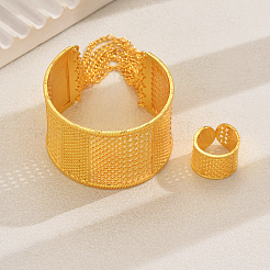 Elegant Middle Eastern Alloy Hollow C-shaped Bangles & Rings Set for Women&nbsp;XE1644