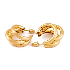 C-Shaped Brass Multi-Strand Half Hoop Stud Earrings for Women&nbsp;LS-EJEW-G391-05G