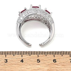 Brass Micro Pave Cubic Zirconia Cuff Open Rings for Women&nbsp;RJEW-L343-13P-06