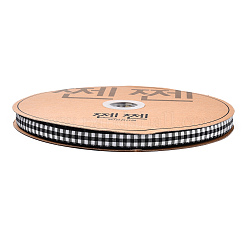 100ヤードのポリエステルリボン  タータンリボン  ブラック  3/8インチ（10mm）&nbsp;OCOR-TAC0028-04C
