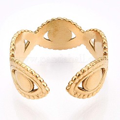 Ion Plating(IP) 304 Stainless Steel Evil Eye Wrap Open Cuff Ring for Women&nbsp;RJEW-S405-183G