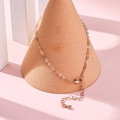 調節可能なラックメッキ真鍮アズキチェーンブレスレット女性用  カドミウムフリー＆鉛フリー  901ステンレススチール留め具  長持ちメッキ  ローズゴールド  6-3/4インチ（17cm）&nbsp;BJEW-G735-17RG