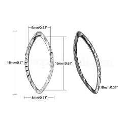 変色しにくい304ステンレススチール製リンクリング  マーキスリンク  馬の目  ステンレス鋼色  18x8x0.8mm  内径：6x15mm&nbsp;STAS-I071-04P