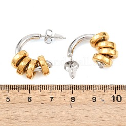 304 Stainless Steel Two Tone C-Shaped Stud Earrings&nbsp;EJEW-K268-78GP