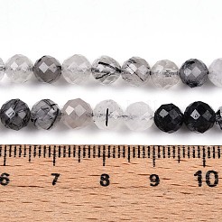 天然トマムマシンクォーツビーズ連売り  ファセット加工を施した丸型  5.6~6.5mm  穴：0.8mm  約32~33個/連  7.60~7.83''（19.3~19.9センチメートル）&nbsp;G-S345-6mm-30