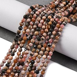 天然石ロードナイトビーズ連売り  多面カット  ラウンド  3~3.5mm  穴：0.6~0.7mm  約112~127個/連  14.69~15.47''（37.3~39.3センチメートル）&nbsp;G-G188-B13-01