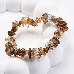 Natural Rutilated Quartz Chip Beaded Stretch Bracelets for Women Men&nbsp;BJEW-L038-01A