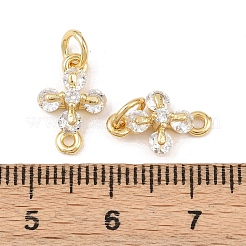 Brass Pave Clear Cubic Zirconia Cross Links Connector Charms&nbsp;KK-G544-16G